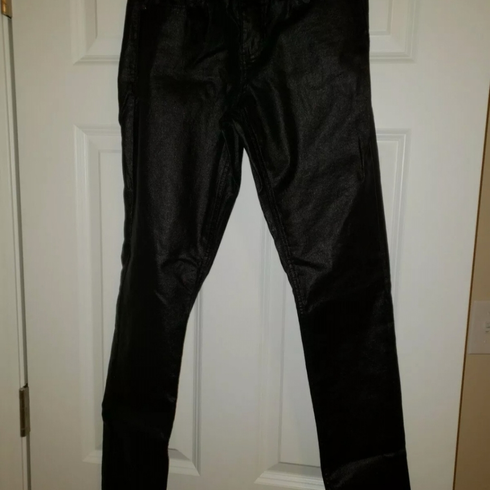 New Ladies The Limites Black Shiny Skinny Stretch Jeans Size 4 R.